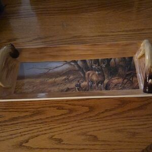 Wild Wings Rustic Retreat-Whitetail Deer Tray Original By Rosemary Millett 15”